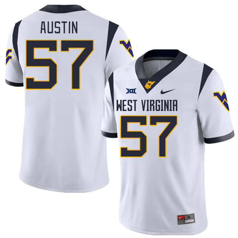 Men #57 Lucas Austin West Virginia Mountaineers College 2024 New Uniforms Football Jerseys Stitched